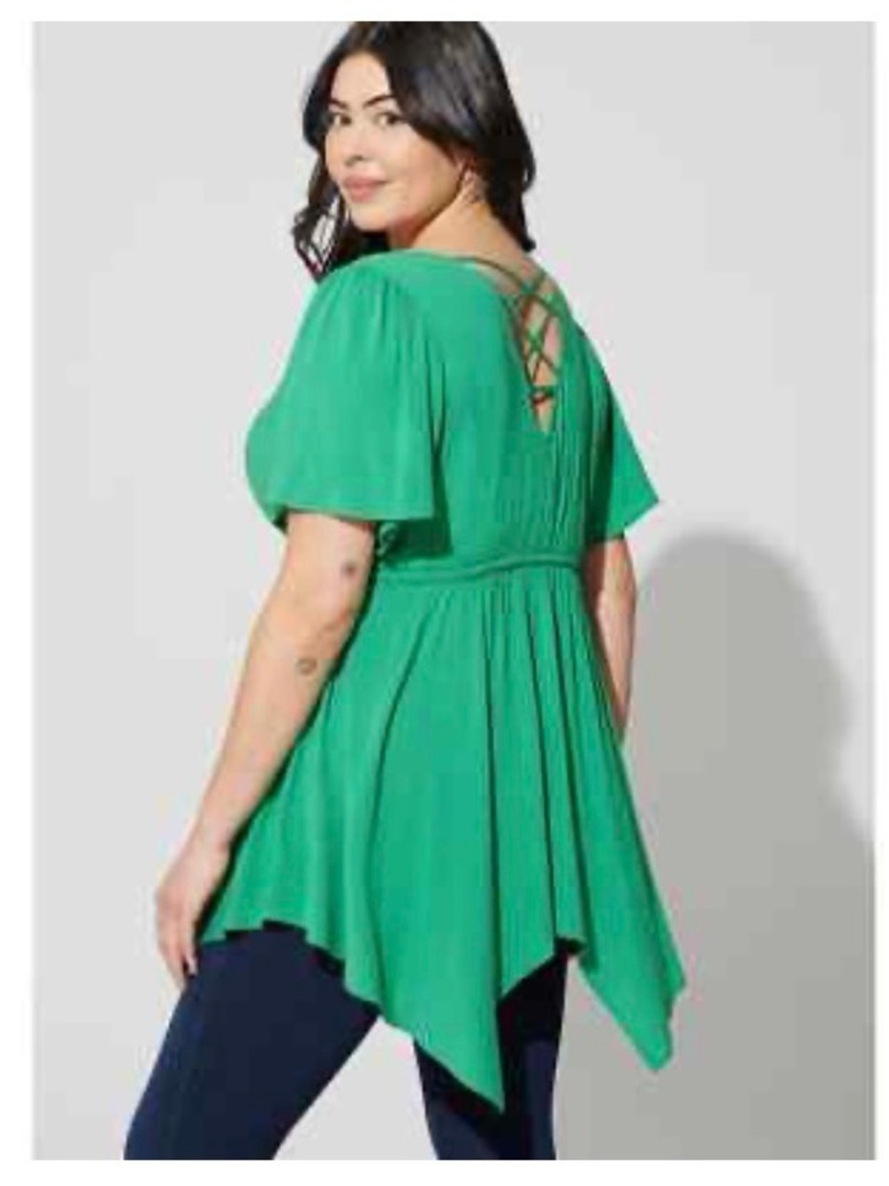 torrid Green Lace-Up Back Flowy Tunic 1X Babydoll